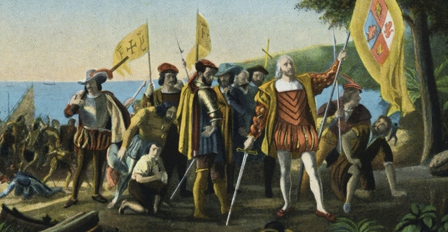 Columbus lands at Hispaniola in the carribean