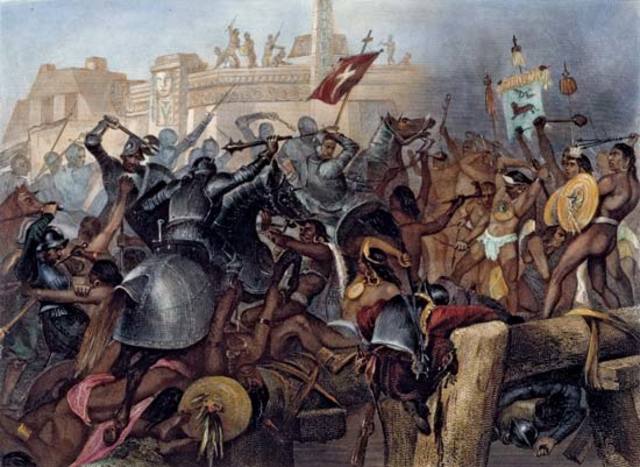 Cortes Conquers the Aztecs at Tenochtitlan.