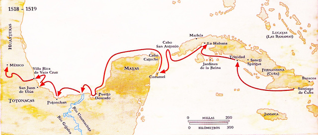 Cortes conquers the Aztecs at Tenochtitlan (Mexico City)