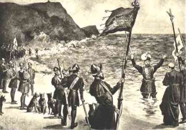 Balboa discovers the pacific ocean in Panama