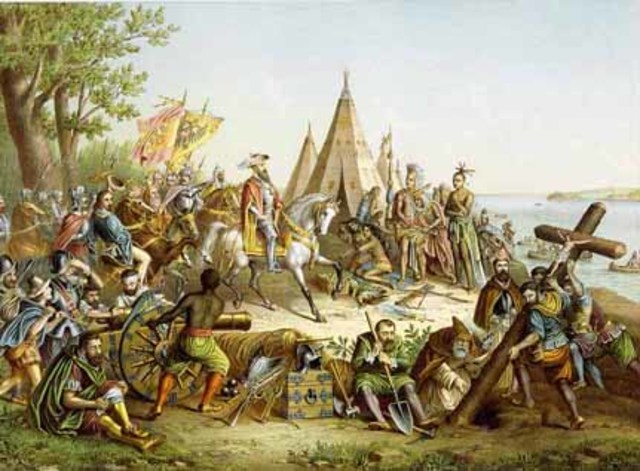 De Soto Explores the region between Florida and the Mississippi river