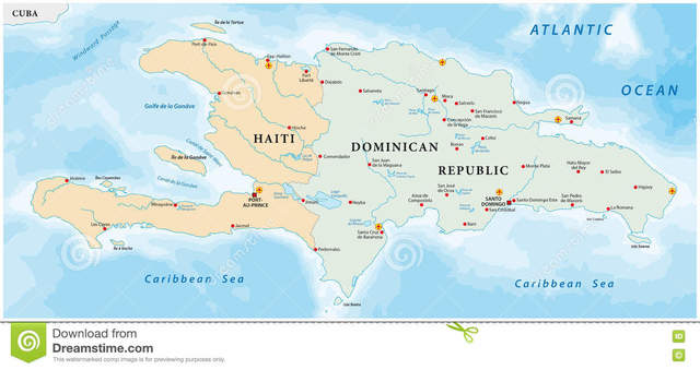 Columbus lands at Hispaniola in the Caribbean