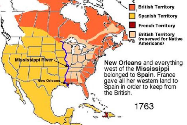 France claims the Mississippi River Valley and names it Louisiana.