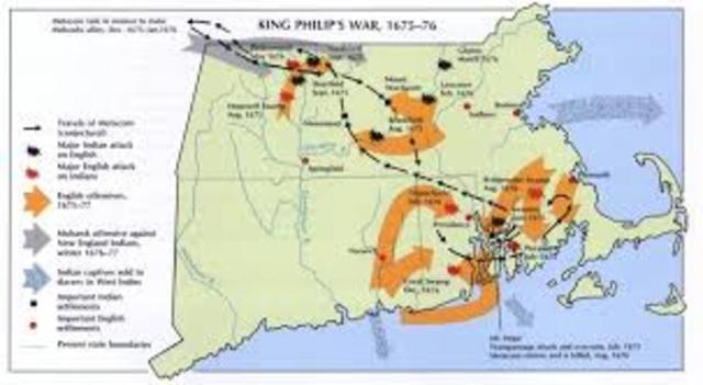 English settlers defeat Native Americans in King Philip's war.