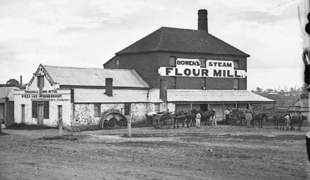 The first steam powered flour mill was constructed in Melbourne.