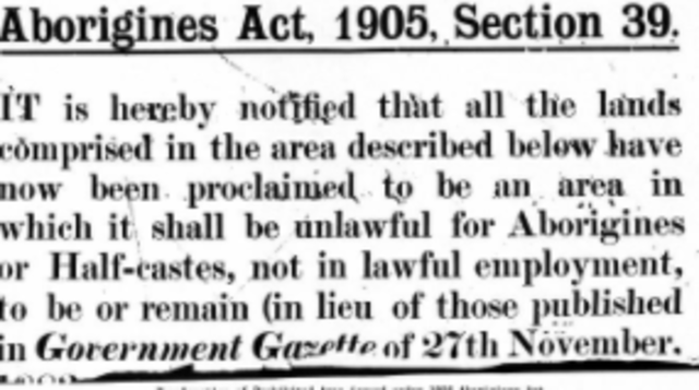 Western Australia Aboriginal Act is applied.
