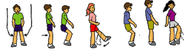 Practica de niños y niñas en la clase que ejecutan flexiones y extensiones