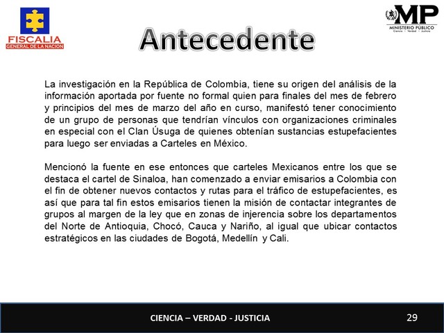 inicio de investigación en Colombia