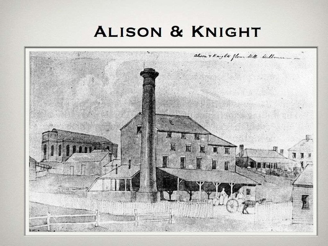 The first steam powered flour mill was constructed in Melbourne