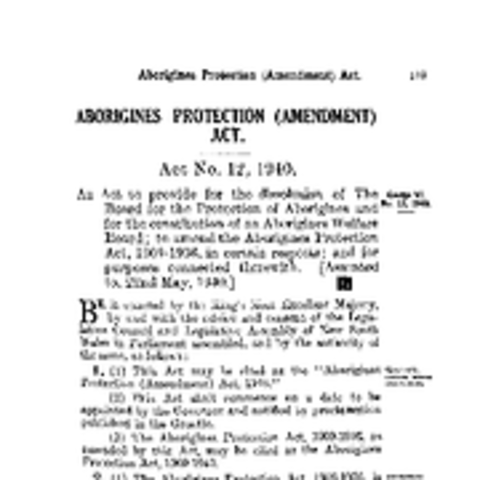 The NSW Aborigines Protection Board is established