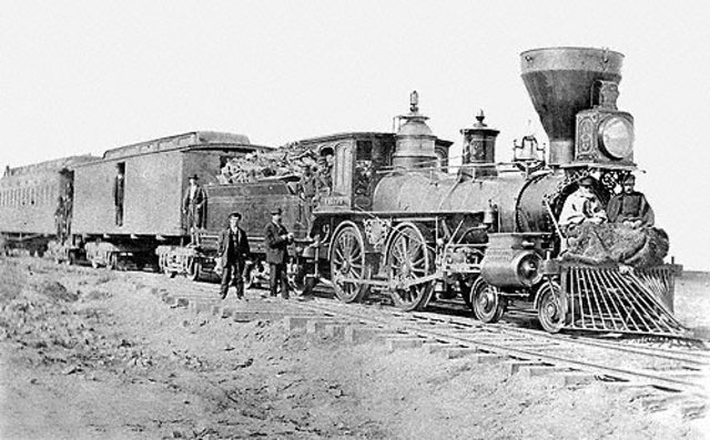 Finalización del ferrocarril transcontinental.