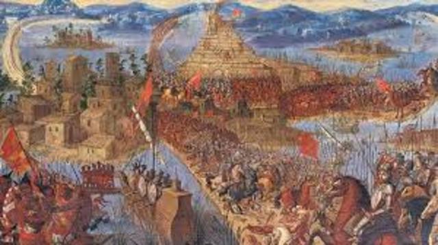 Cortes Conquers the Aztecs at Tenochtitlan (Mexico city)