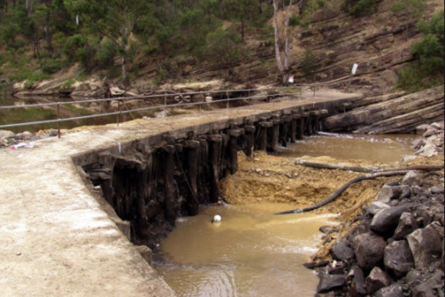 A Timber Weir Is Built