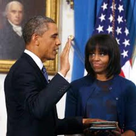 Barack Obama is sworn in for his 1st term as the President of the United States of America