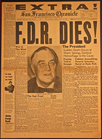 FDR dies, Truman  becomes President