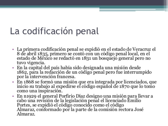 PRIMERA CODIFICACIÓN PENAL