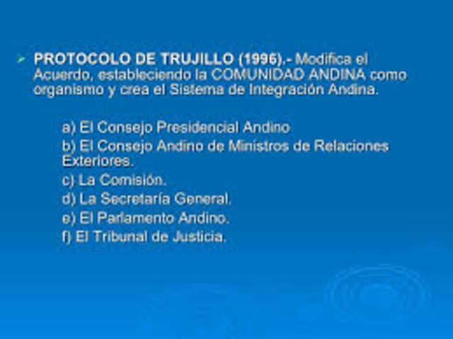 Presidentes aprueban Protocolo de Trujillo y el Acuerdo de Cartagena toma el nombre de Comunidad Andina.