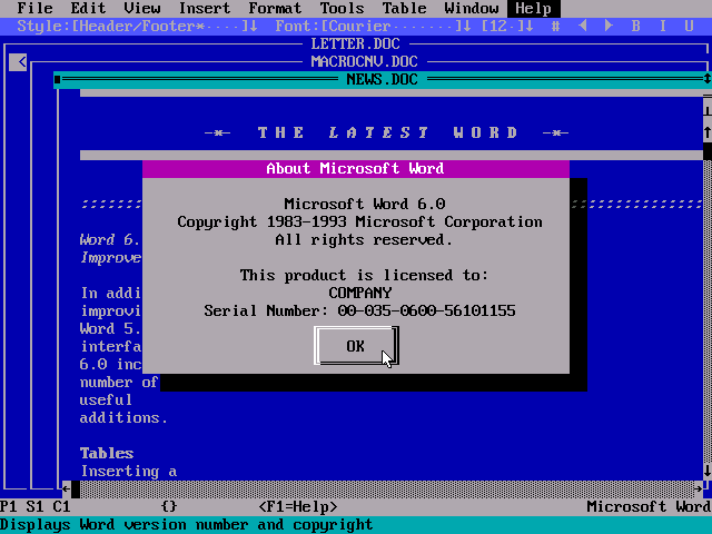 Word 6.0 para Macintosh y MS-DOS