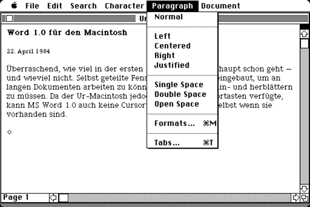 Word 1.0 para Apple Macintosh
