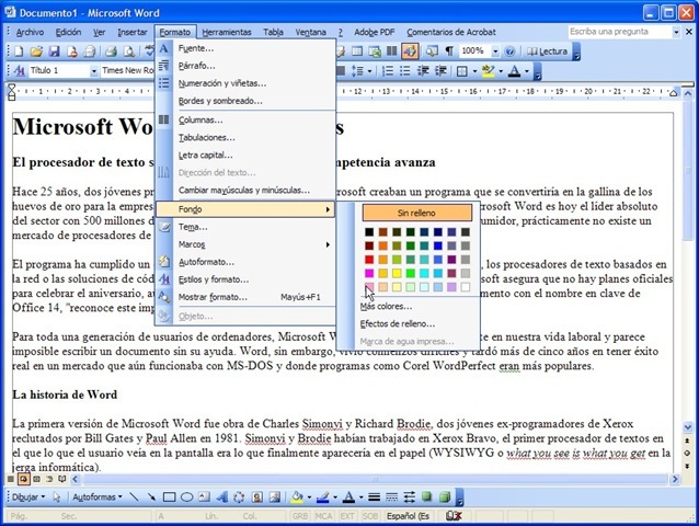 La 1ra versión de M. Word