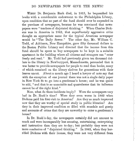 "Do newspapers now give the news?"