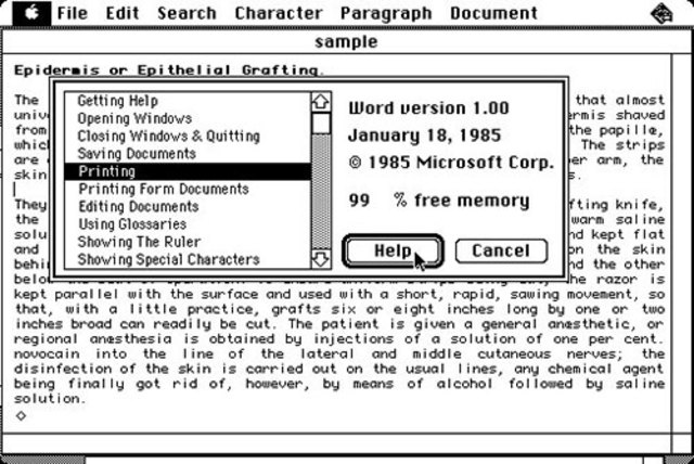Primera version de Word para Macintosh