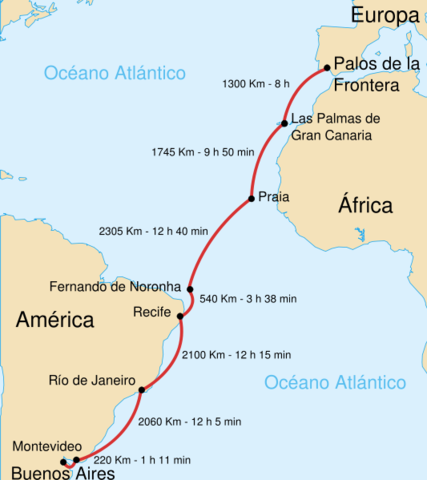 Primer vuelo desde España a América