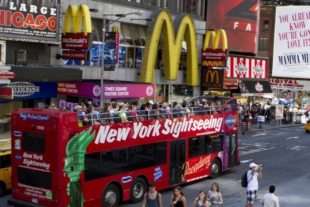 Publicidad en el transporte publico en New York.