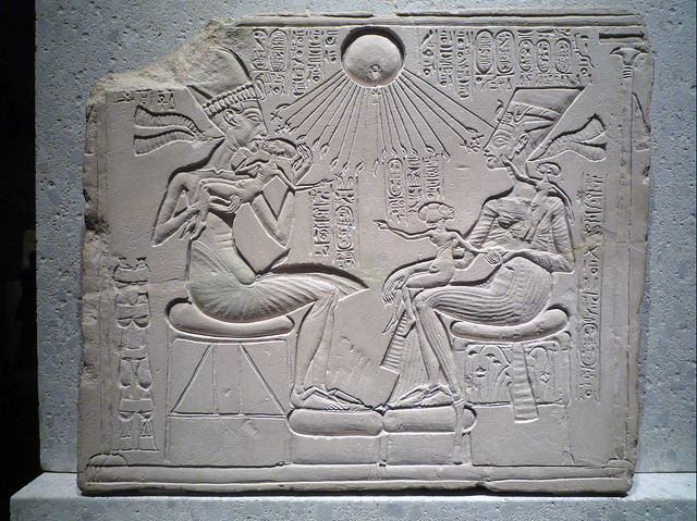 Akhenaten, Nefertiti, and Three Daughters