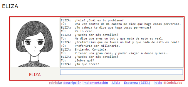 Eliza (primeros programas en procesar PLN)
