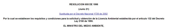 Resolución 655 de 1996