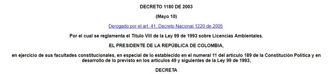 Decreto 1180 de 2003
