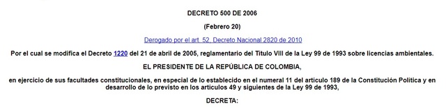 Decreto 500 de 2006