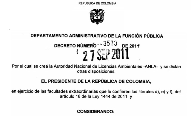 Decreto 3573 de 2011