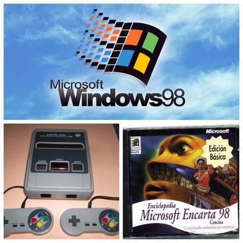 Consola de videojuegos Family, PC con Windows 98, Enciclopedia encarta para trabajos escolares.
