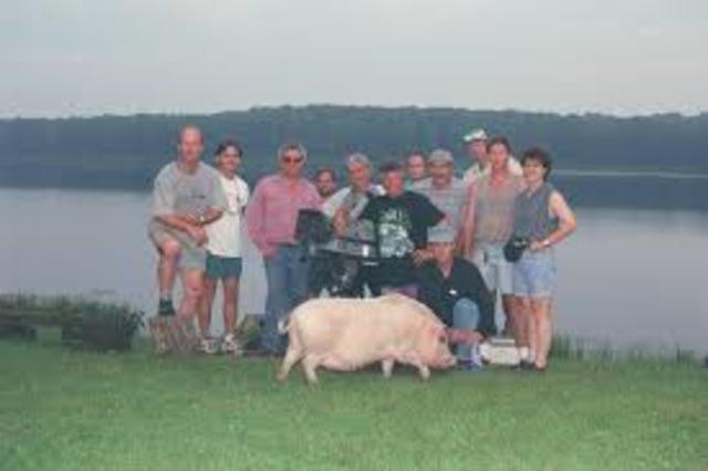 Daughter Barbara Dee is born and their older pig
