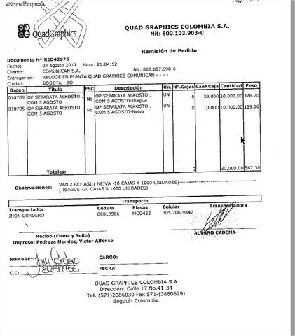 RECEPCIÓN DEL PRODUCTO O SERVICIO