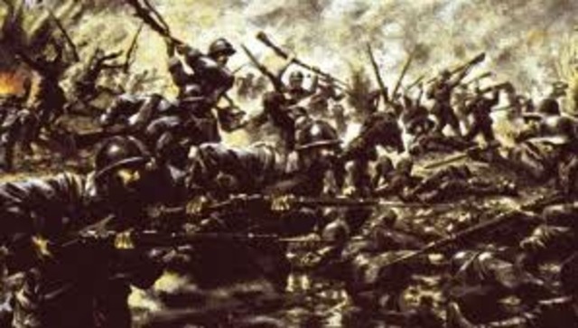 El ejercito francés, mandado por Joffre , detiene en el Marne el avance alemán, al tiempo que el frente occidental se estanca en una guerra de trincheras