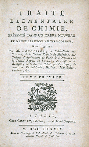 Lavoisier publica Elementos de química