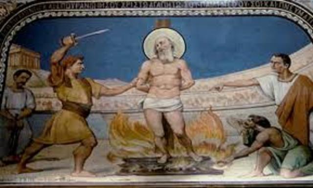 Martirio del Obispo  Policarpo de Esmira