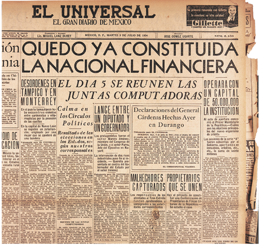 Funciones de Nacional Financiera 1934