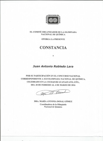 XXV Olimpiada Nacional de Química.