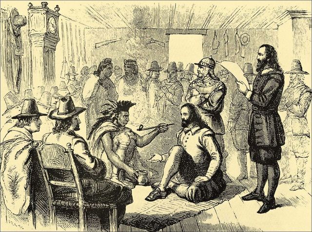 Pilgrims Negotiate Peace Treaty with Nauset. Massasoit and Squanto were apprehensive about the Pilgrims.