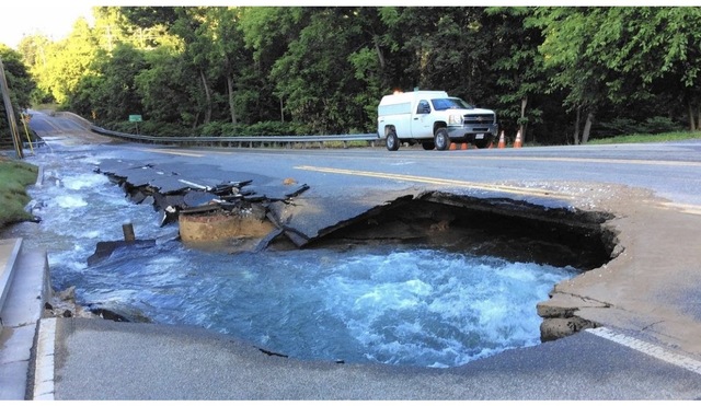Sinkhole in Cockeyesville on York Road