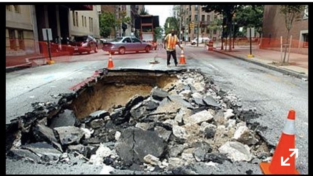 Sinkhole on Cathedral in Mount Vernon