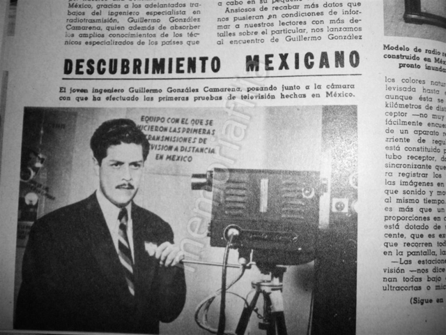 Guillermo González Camarena – Ingeniero mexicano que obtiene el 14 de agosto, en EE.UU., la patente 2296019 por inventar un adaptador cromoscópico simplificado para la televisión