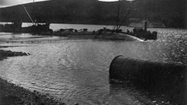 K13 Sank in Scotland/ Vincent arrived in Davenport England.