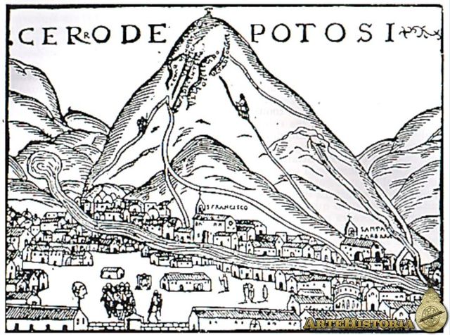 Descubrimiento de los yacimientos de plata en el Gran cerro del Potosí