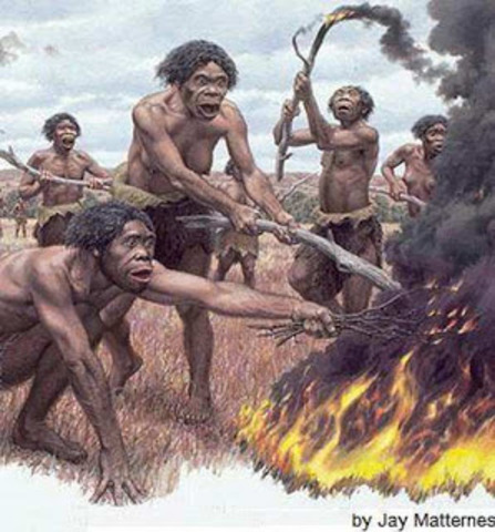 El Hombre descubre el fuego (800000 a.C)