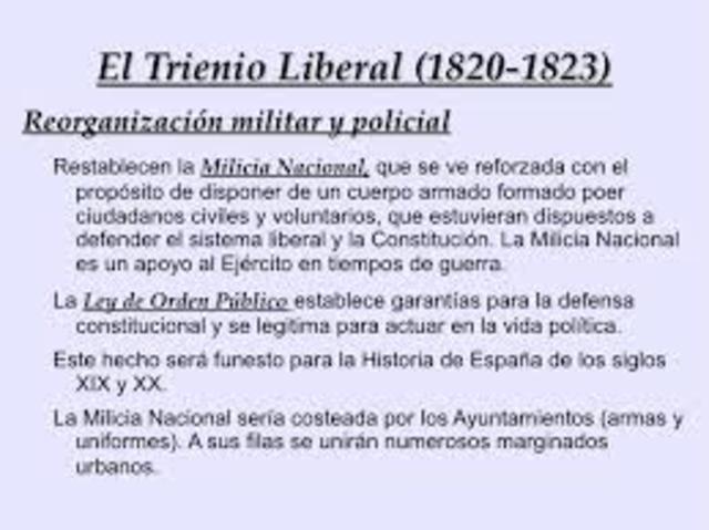 Fernando VII se ve obligado a implantar una constitución liberal
